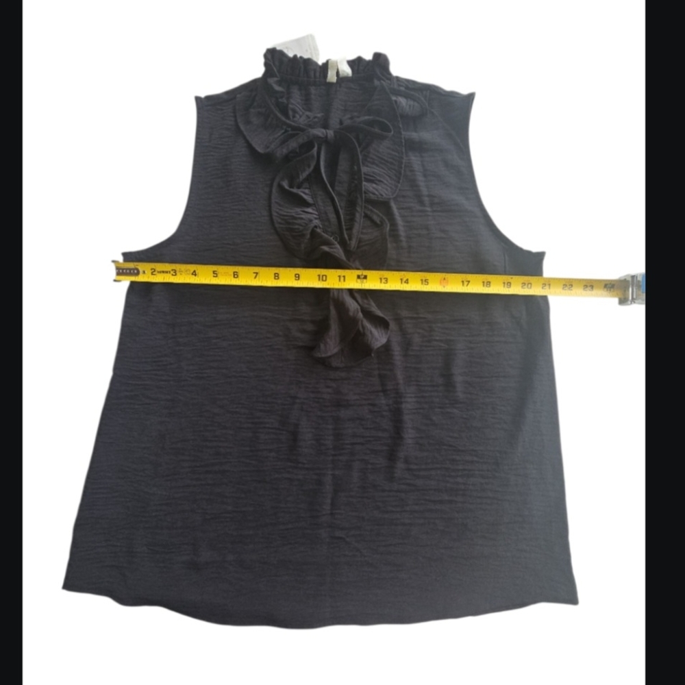 Cato Black and Yellow Ruffled Tie Front Blouse